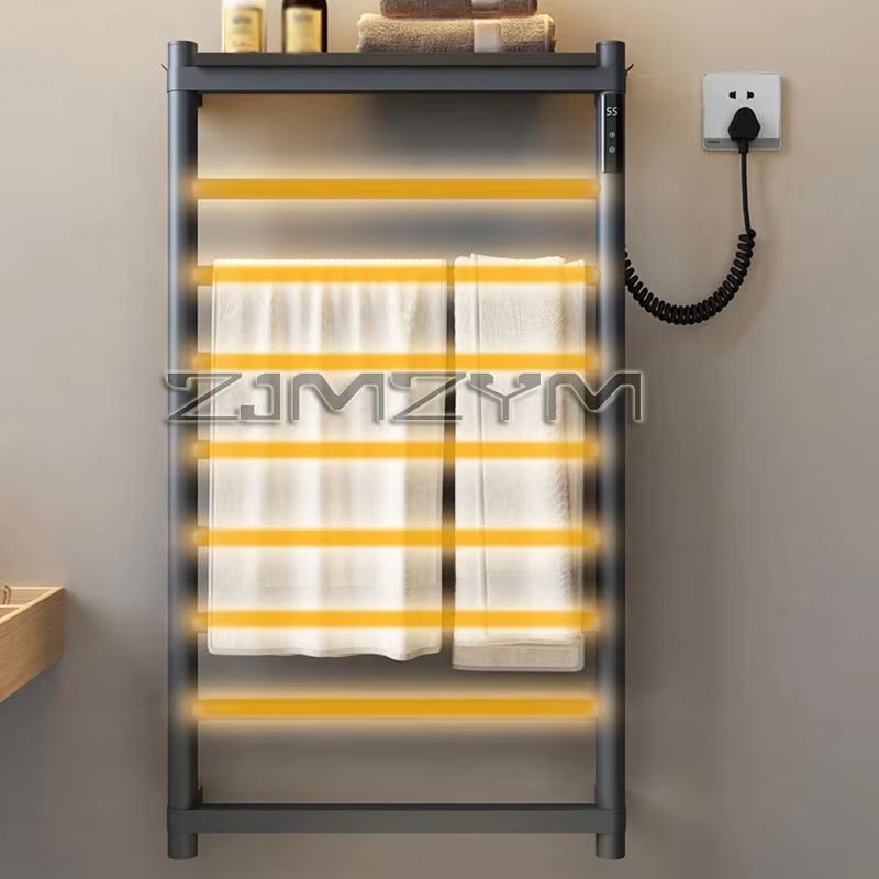 Towel Warmer Electric - 浴室電気タオルラック デジタルディスプレイ 温度時間制御 タオルウォーマーレール スマートホーム 加熱タオル