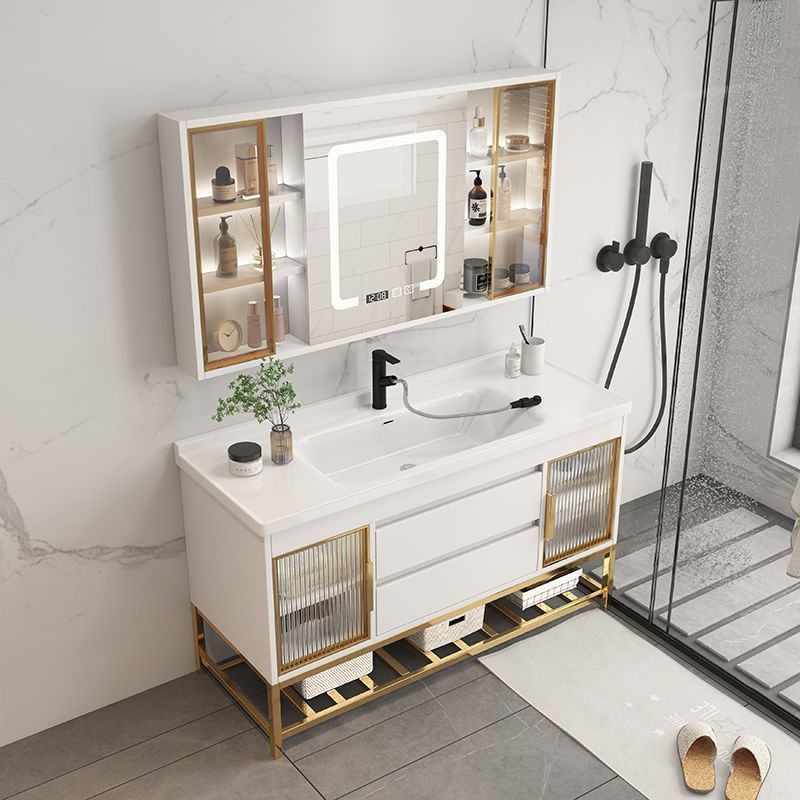 Home Bathroom Vanity - シンクオーガナイザー付きバスルームバニティキャビネットシンプルモダンセラミック一体型洗面台バスルームキャビネット組み合わせ家庭用家具