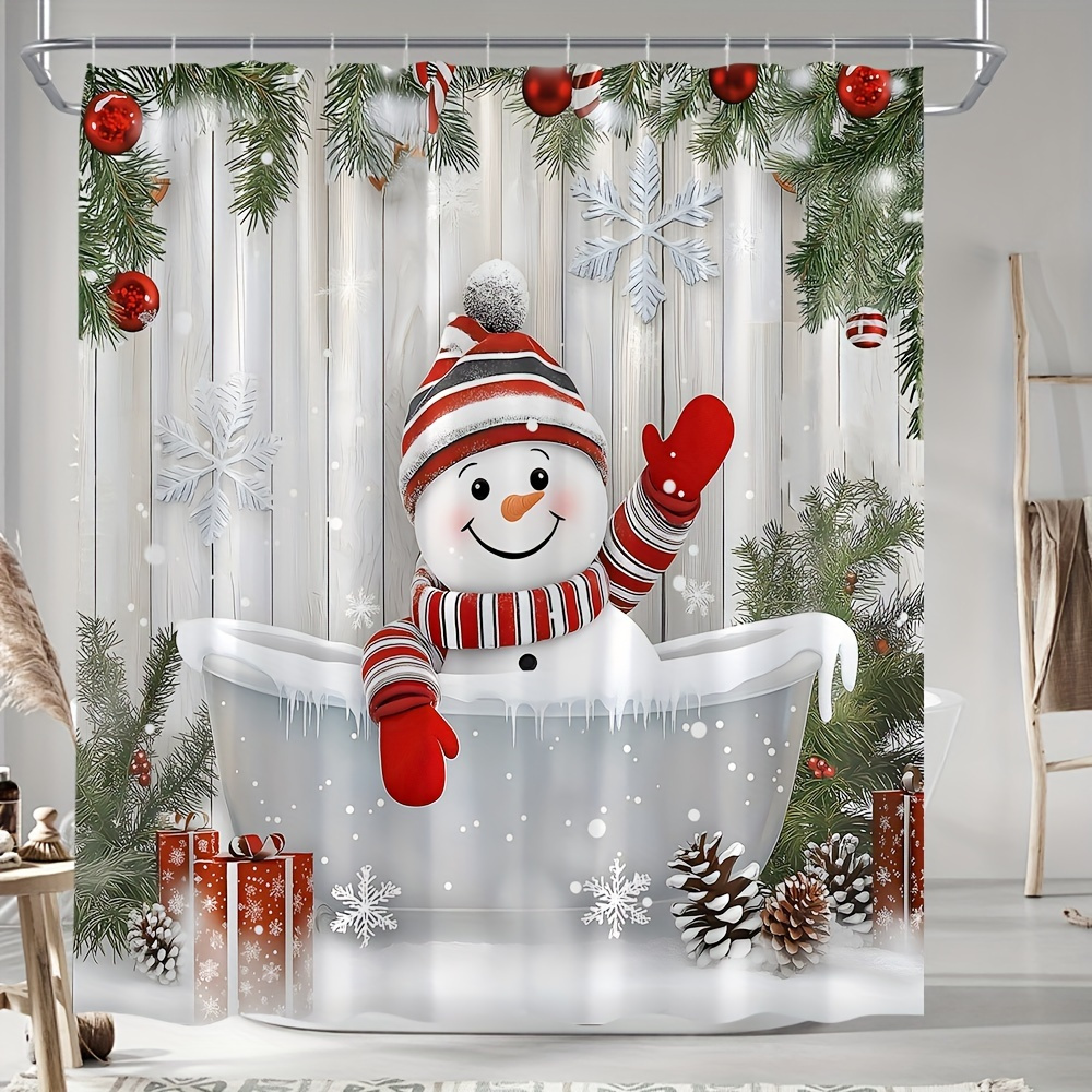 Home Bathroom Design Ideas - クリスマス雪だるまシャワーカーテン - お祝い冬の休日のデザイン | 防水バスルームの装飾とホームギフトのアイデア」