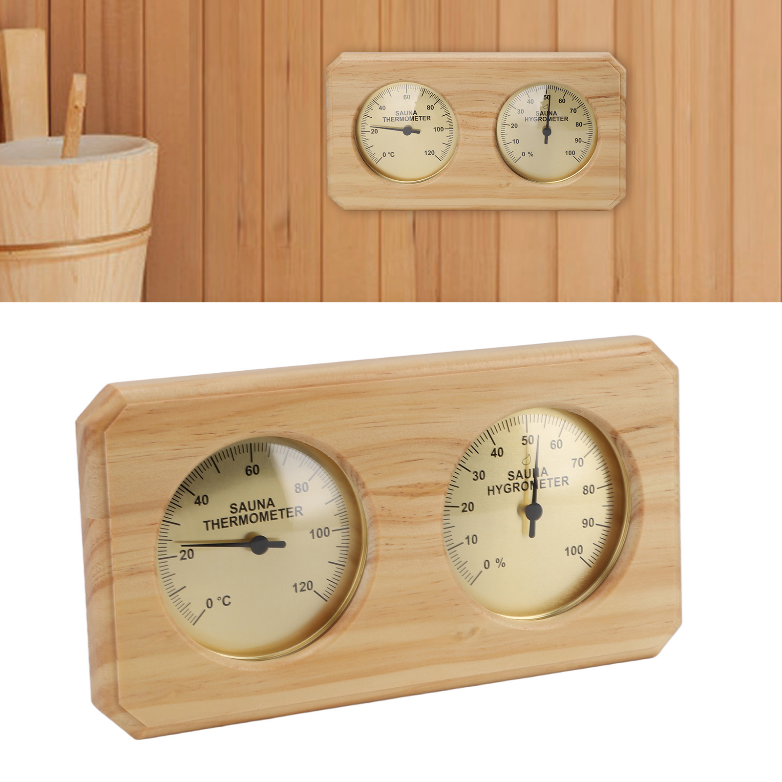 Home Bathroom Sauna - デュアル温度と湿度計壁掛け 2 in 1 木製サウナ温度計湿度計ホテルのサウナルーム用