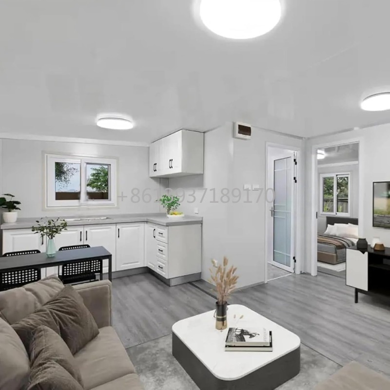 Tiny Home Bathroom Kitchen - モジュール式プレハブ小型住宅（大人用）、2寝室と1つのフル装備バスルームとキッチン付き、拡張可能な40フィートのタイニーハウス