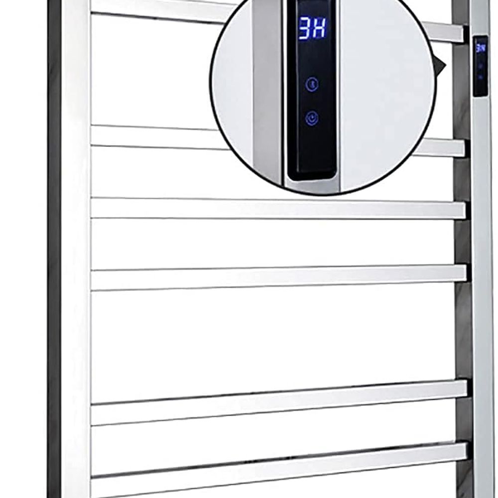 Towel Warmer Electric - 電気タオルウォーマー、タイマー付き壁掛け10バー スマート電気タオルラック ステンレス鋼加熱タオルレール 88W低電力