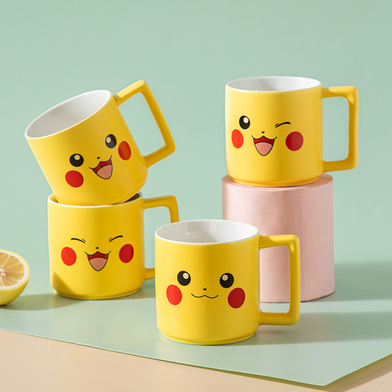 Home Bathroom Model - 新しい漫画ポケモンピカチュウマグ朝食ミルクカップかわいいドリンク食器セラミックコーヒーカップギフトデザートかわいい箸置きキッチン