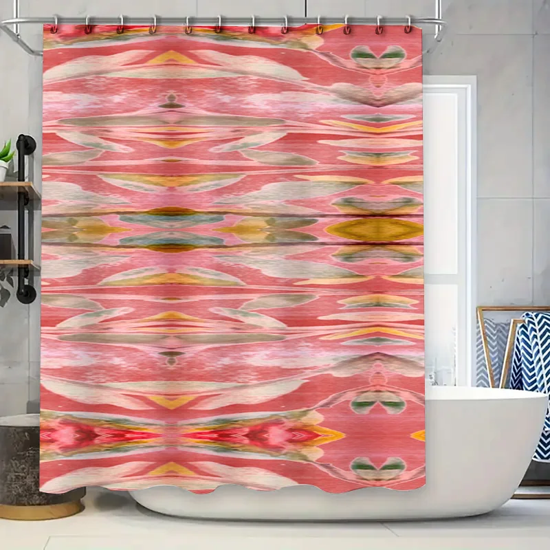 Home Bathroom Design Ideas - 抽象的な水彩シャワーカーテンピンクカラフルな浴室の装飾耐久性のある生地浴室用モダンなホームデザインアイデアバス用