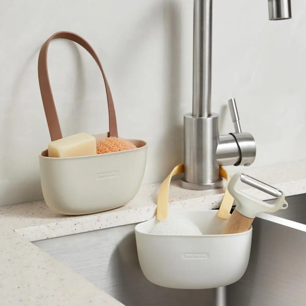 Tiny Home Bathroom Kitchen - キッチンシンクスポンジホルダー、浴室用ソープディッシュ、排水水かご、乾燥ラック、アクセサリー収納オーガナイザー