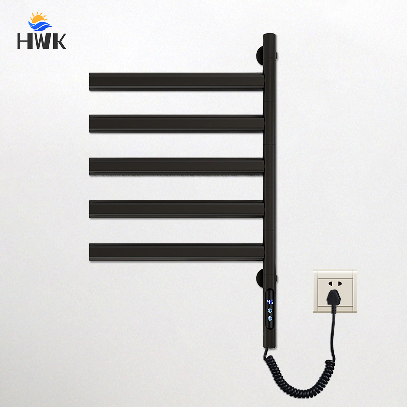 Towel Warmer Electric - 黒/白/グレー電気加熱タオルレール温度制御タイミング浴室タオルウォーマー回転可能な電気タオルラック