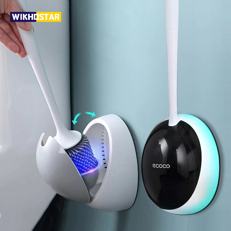 Home Bathroom Products - Wikhostar-シリコントイレブラシ,tprトイレアクセサリー,排水可能な壁掛け式クリーニングツール,バスルームアクセサリーセット