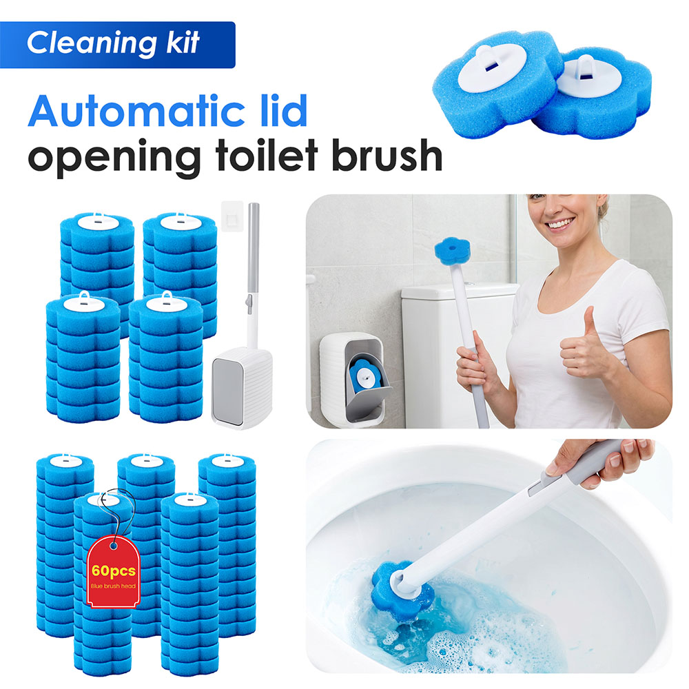 Home Bathroom Products - 新しいトイレブラシ＆ホルダーセット、使い捨てリフィル交換ヘッド付き、クリーニングキット、浴室掃除ブラシ、トイレアクセサリーツール