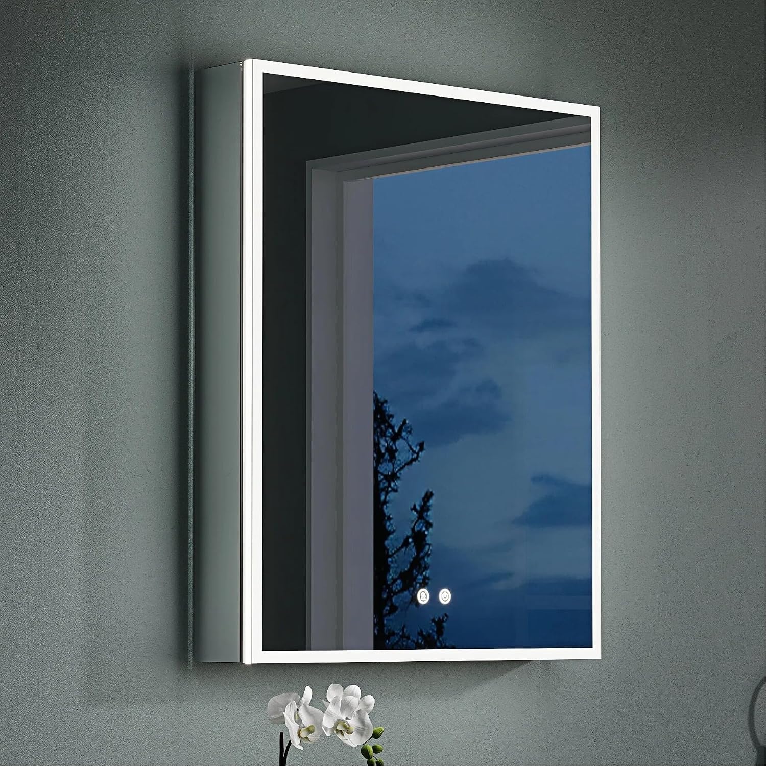 Home Outlet Bathroom Cabinets - 24インチ x 30インチの照明付き薬品キャビネット、3倍拡大鏡、防曇ミラーキャビネット、コンセント付きバスルーム洗面台、カスタマイズ可能