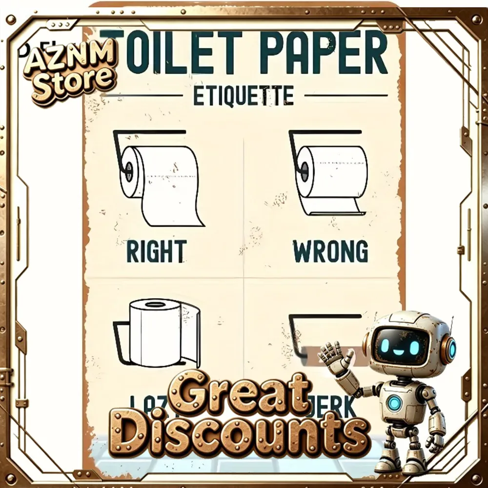 Home Bathroom Etiquette - トイレットペーパーエチケットサイン 2D フラット 15cm x 20cm