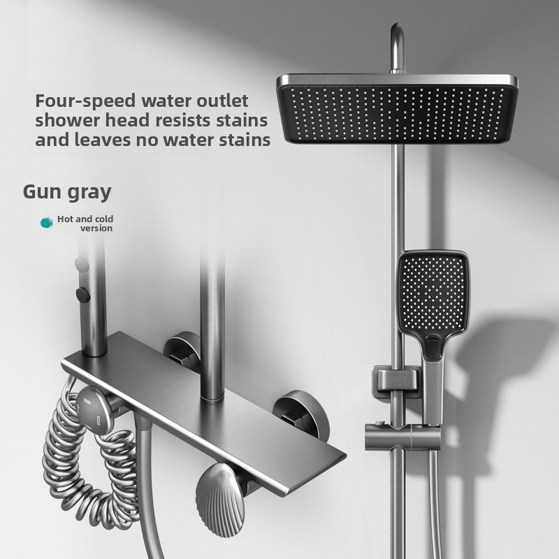 Home Bathroom Shower - 全銅製ガンメタルシャワー水栓セット サーモスタット式圧力増強 家庭用浴室 冷温シャワー 家庭用浴室コレクション