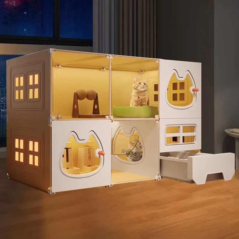 Home One Bathroom Accessories - 人気商品 在庫あり プラスチック製猫用ヴィラ ボックス一体型トイレ付き オールインワン 室内猫ハウス