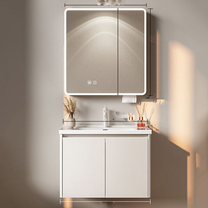 Home Bathroom Vanity Combo - 白い高級バスルームキャビネット収納オーガナイザー、鏡付きトイレパーティション、省スペース食器棚、モダンなガビネテ、トレンド家具