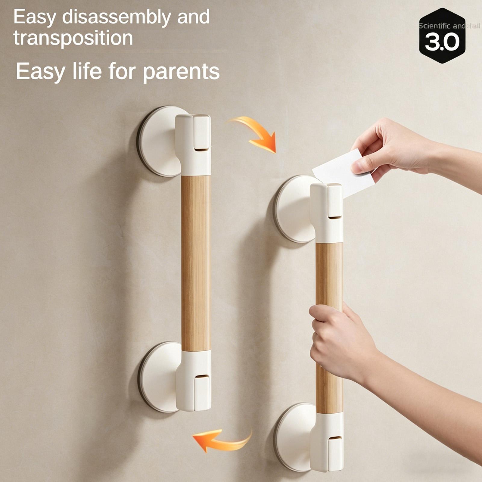 Home Bathroom Grab Bar - シャワー用吸盤ハンドル 入浴補助グラブバー 転倒防止安全グリップ 滑り止めサポート トイレ・浴室用