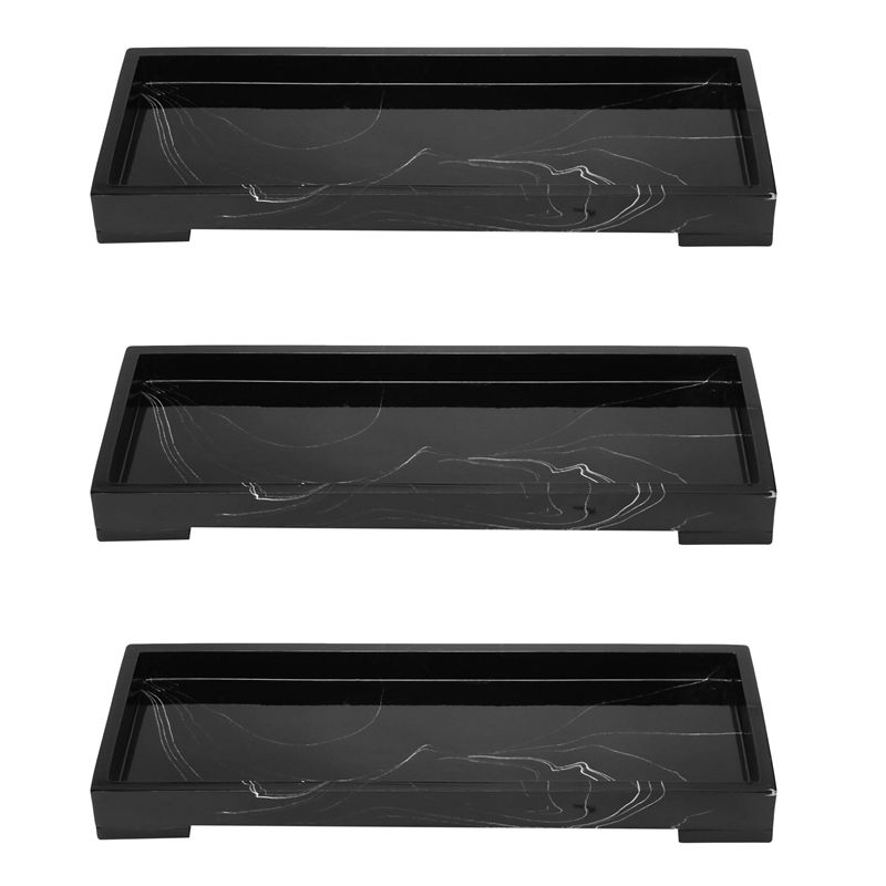 Home Bathroom Vanity - 3X バニティトレイ ブラック バスルームバニティカウンタートップ トイレタンク収納トレイ、新しいホーム大理石石バニティトレイ クローゼット用-AT30