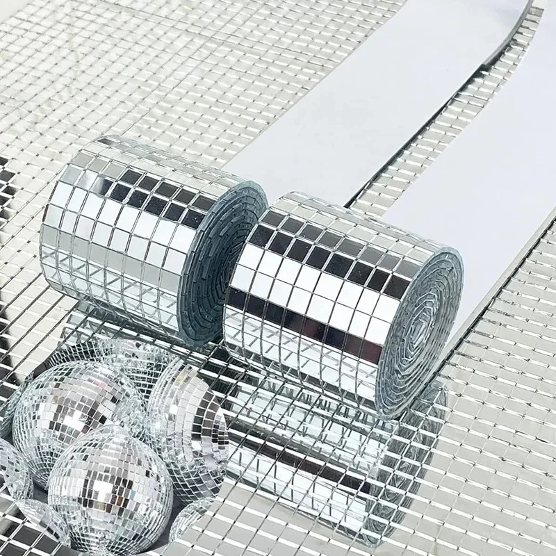 Home Bathroom Tiles - 自己粘着式リアルガラスミニスクエアミラーモザイクタイルステッカー浴室DIYパーティー手作りクラフト家の装飾作り