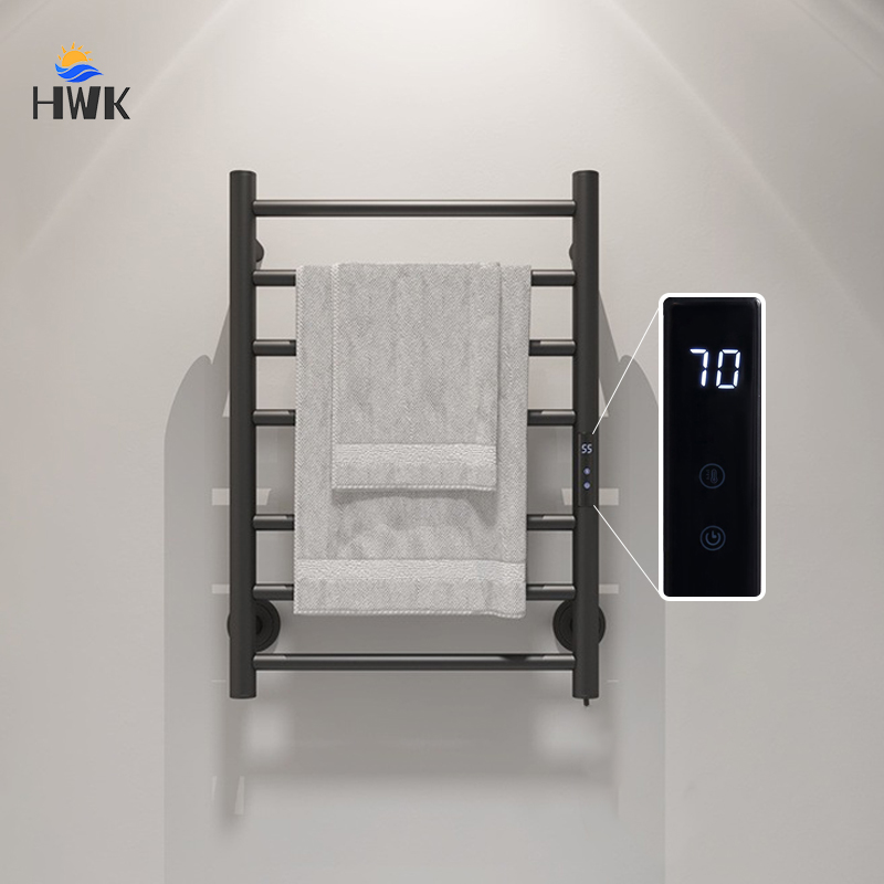 Towel Warmer Electric - 黒/白のバスルーム電気タオルレール。スマートデジタルディスプレイ付き加熱タオルラック。壁掛け式バスタオル乾燥機。タオルウォーマー。