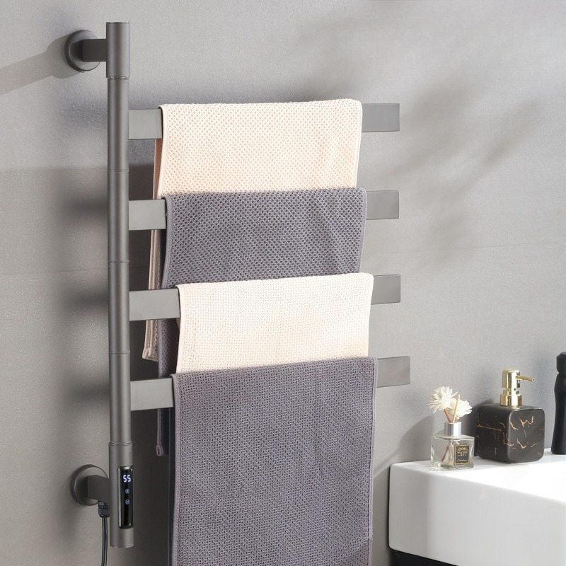 Towel Warmer Electric - 電気加熱タオルレール回転可能なバスルームタオルウォーマー防水ステンレス鋼サーマルタオルラック家庭用トイレ用品