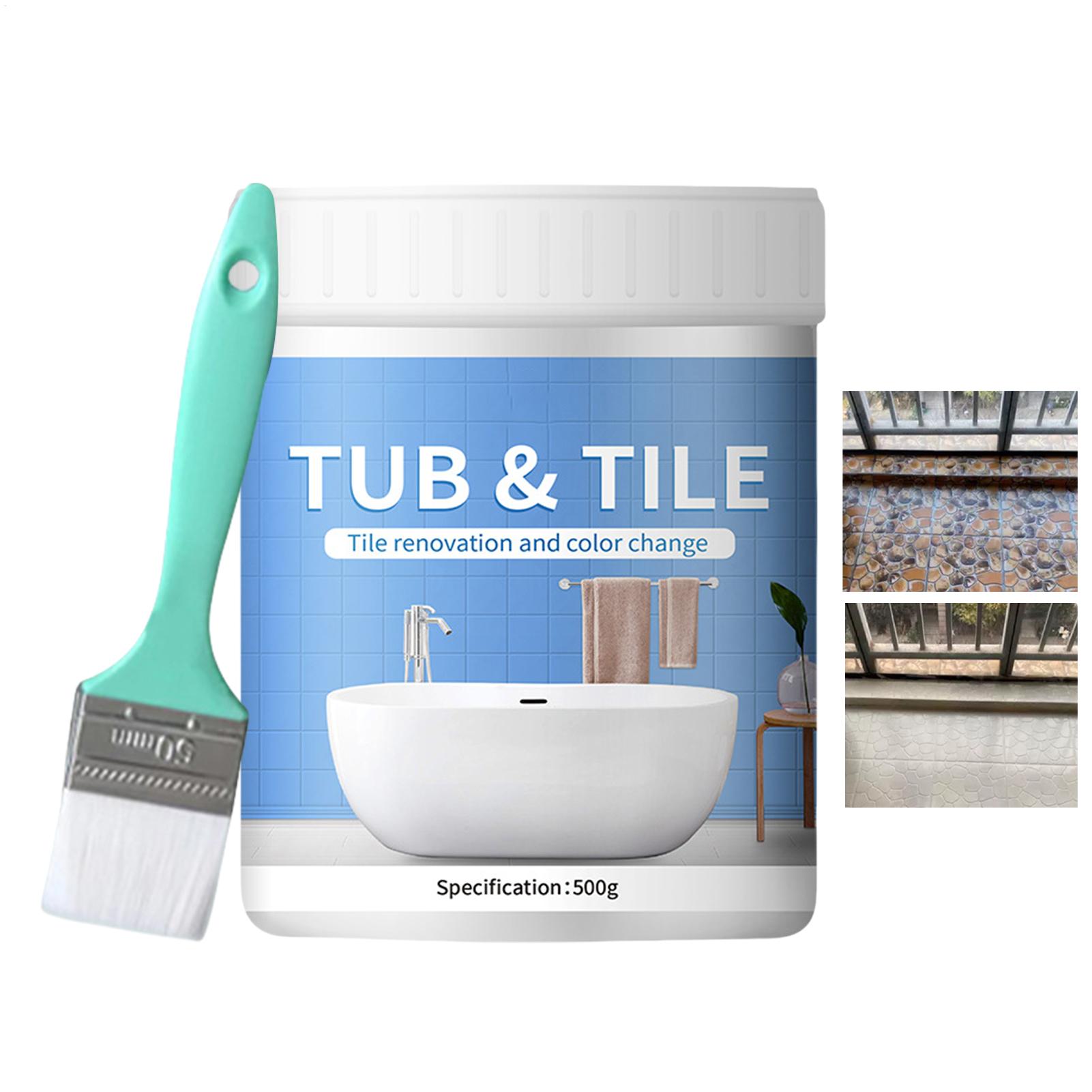 Home Bathroom Tiles - 浴室タイルペイントキット 500g 水性速乾性バスリフィニッシュキット 使いやすい浴槽リフィニッシュキット 壁、シンク、カウンタートップ用
