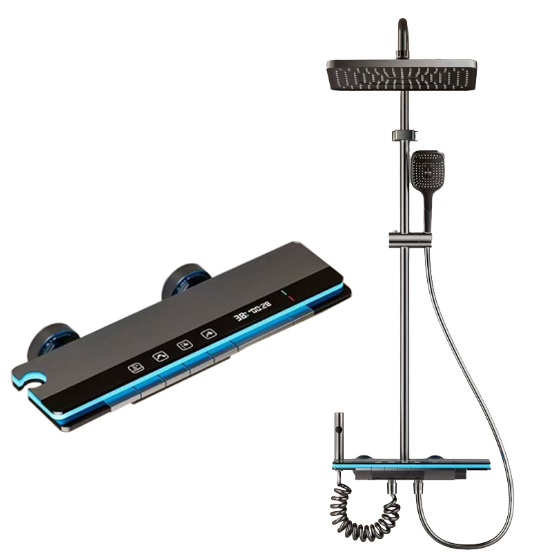 Home Bathroom Shower - シャワーヘッドセット フル銅製 家庭用 定温スプレーノズル バスルーム蛇口 デジタルディスプレイとグレーガン付き