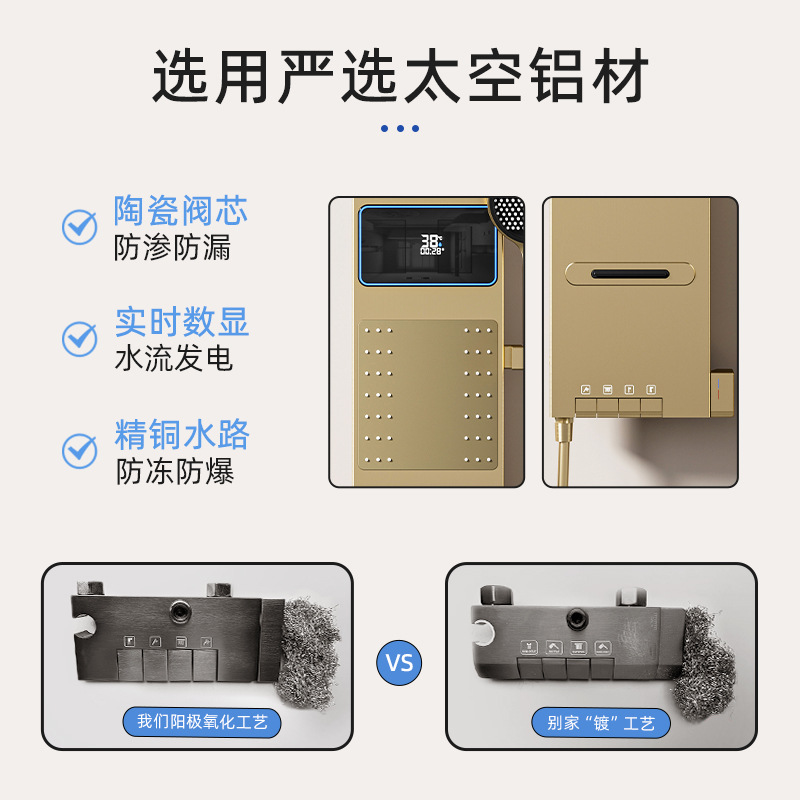 スペースグレーのスマートデジタルディスプレイ付き背面取り付け - Home Bathroom Shower のレビューと価格