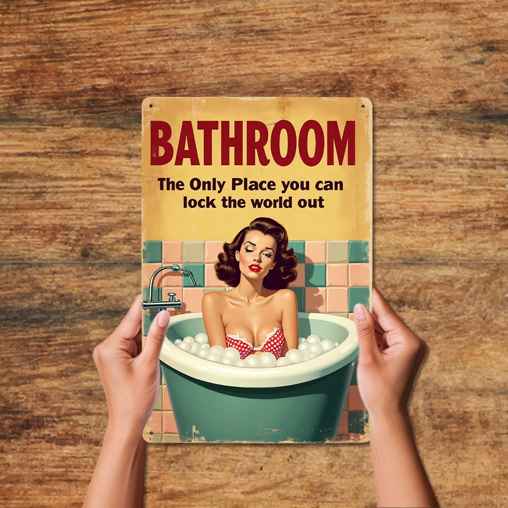 面白いバスルームルールヴィンテージメタルサインレトロホームデ - Home Bathroom Ideas のレビューと価格