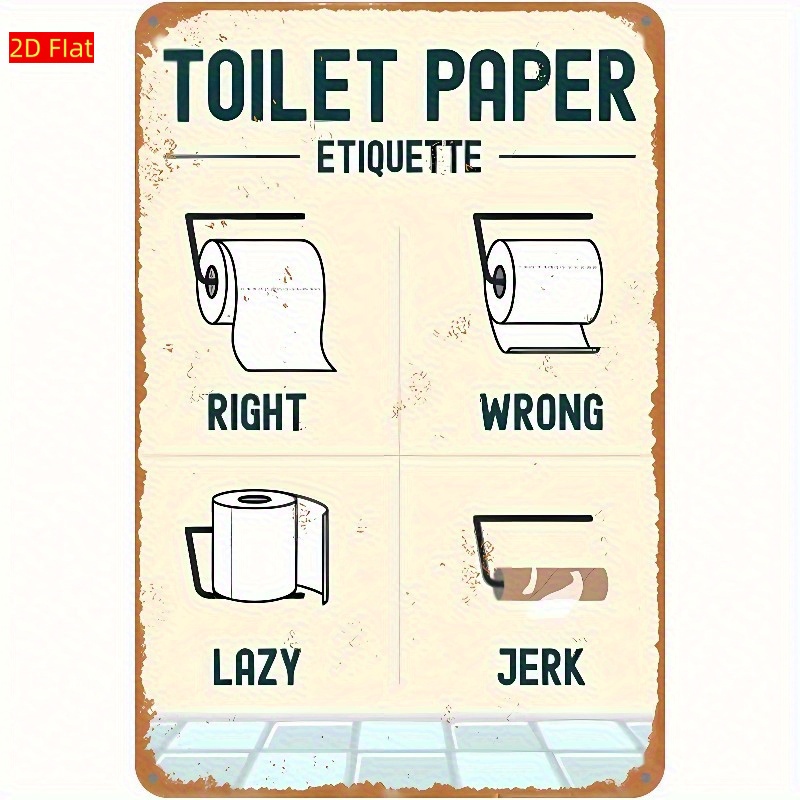 木製トイレットペーパーエチケットサイン - 5.85インチ  - Home Bathroom Etiquette のレビューと価格