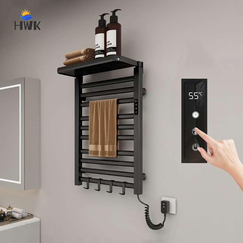 浴室用電気加熱タオルレール 棚付き 温度調節 タイマー付き  - Towel Warmer Electric のレビューと価格