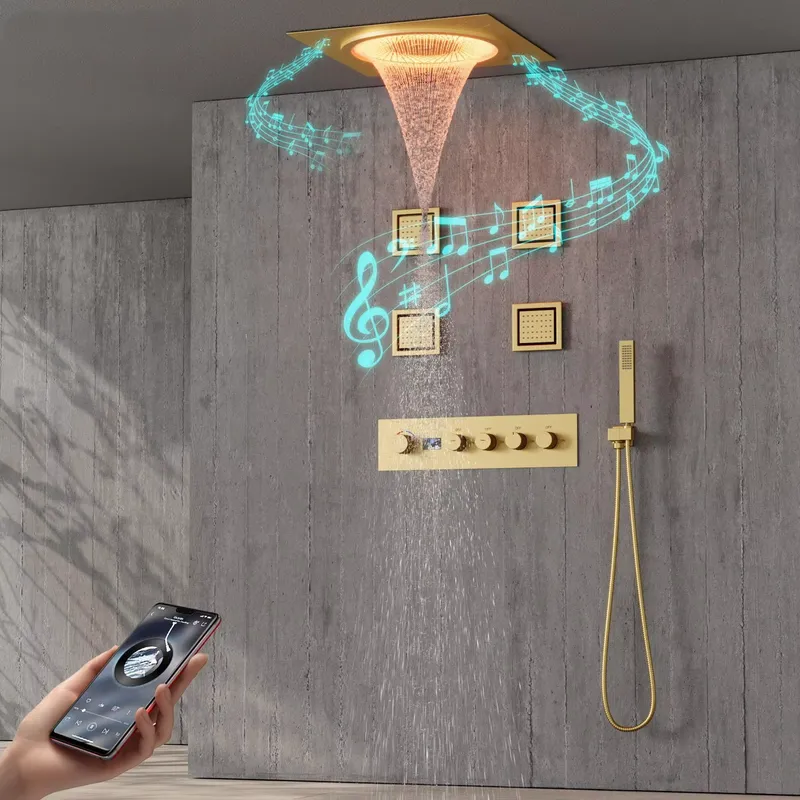 スマートLEDシャワーセット 浴室音楽内蔵レインフォールシス - Home Bathroom Shower のレビューと価格