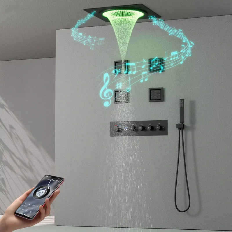 スマートLEDシャワーセット 浴室音楽内蔵レインフォールシス - Home Bathroom Shower のレビューと価格