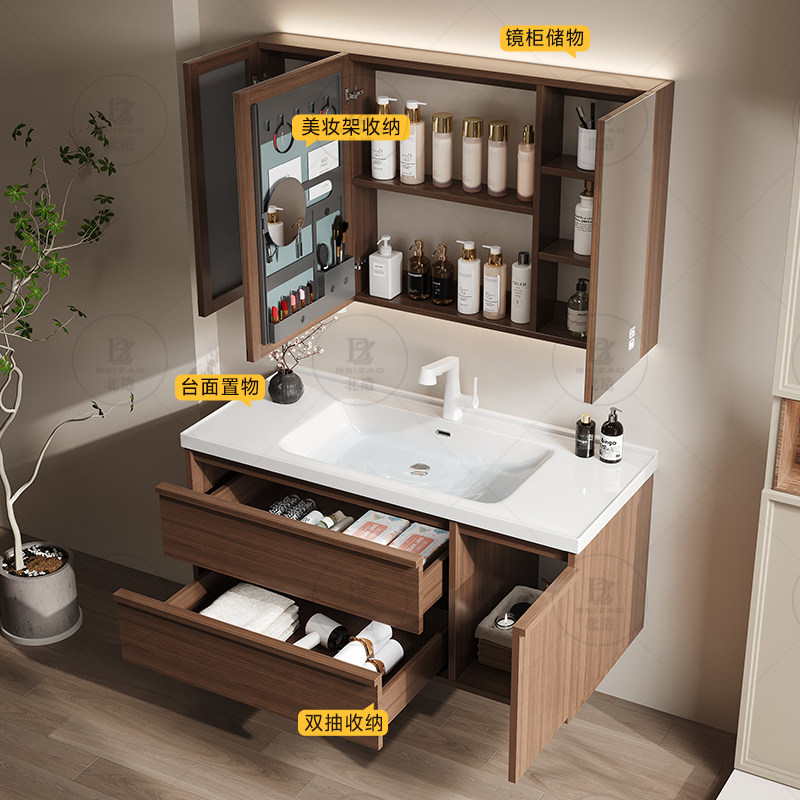 高級木製食器棚引き出しミラーペーパースキンケアモダンパーティ - Home Bathroom Vanity Combo のレビューと価格