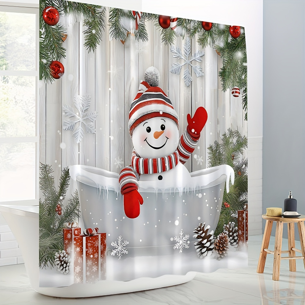 クリスマス雪だるまシャワーカーテン - お祝い冬の休日のデザ - Home Bathroom Design Ideas のレビューと価格