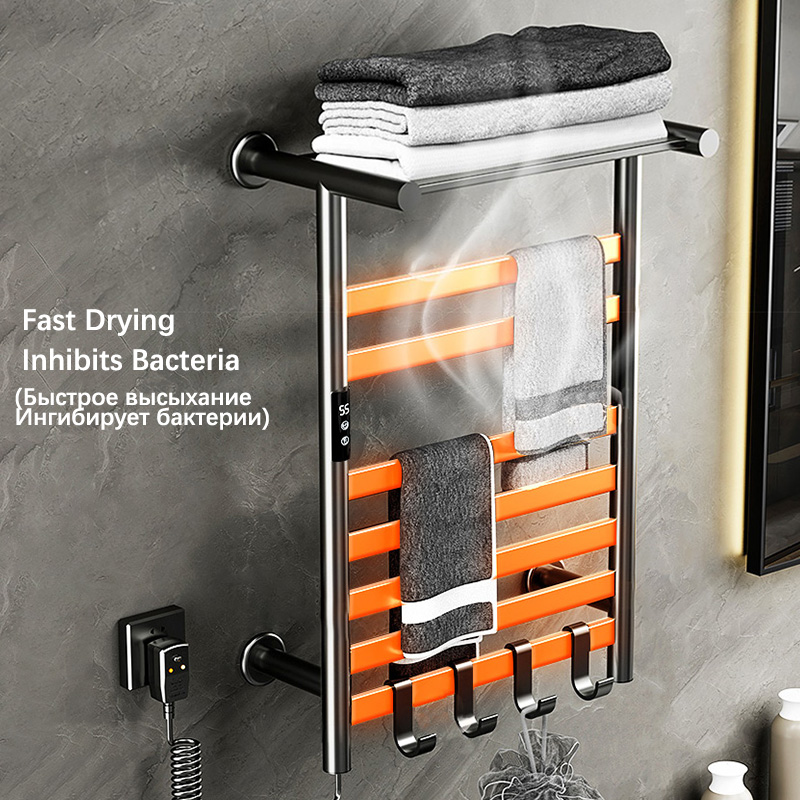 ブラック/ホワイト/グレーのタオル乾燥機。棚付きデジタルディ - Towel Warmer Electric のレビューと価格
