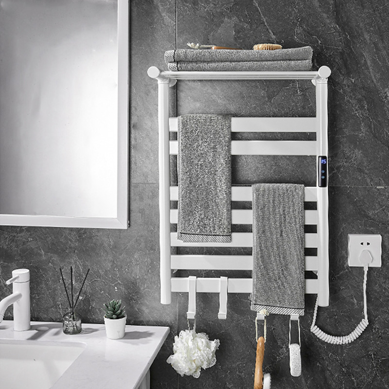 ブラック/ホワイト/グレーのタオル乾燥機。棚付きデジタルディ - Towel Warmer Electric のレビューと価格