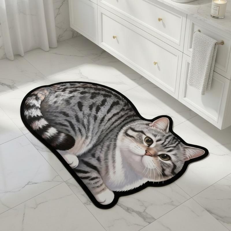 珪藻土バスマット 美しい猫柄 滑り止め 高吸水 速乾 ホーム - Home Bathroom Ideas のレビューと価格