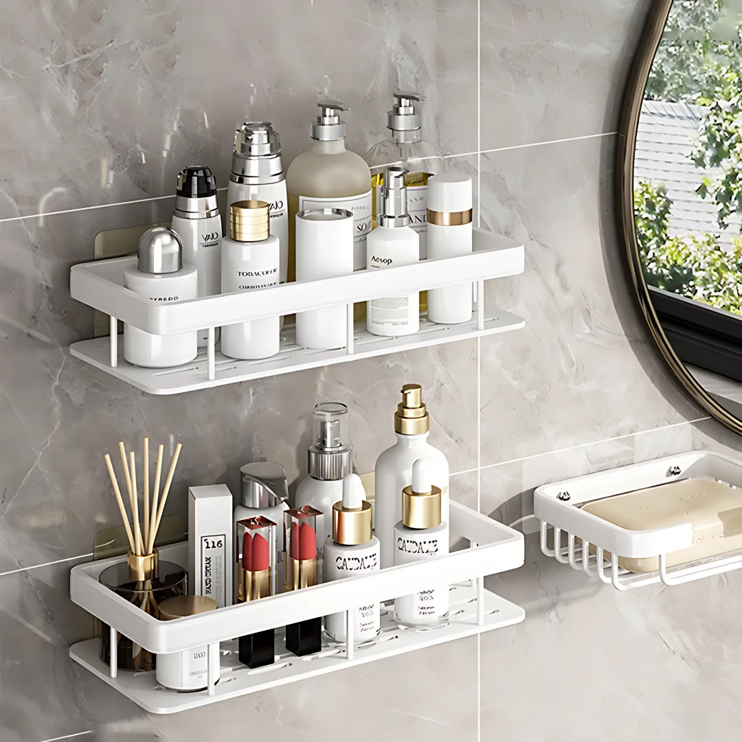 2 個のバスルーム棚キッチン収納オーガナイザーアルミ合金シャ - Tiny Home Bathroom Kitchen のレビューと価格