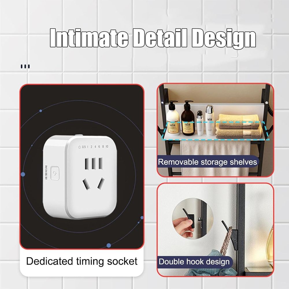 電気タオルウォーマー、収納棚付き浴室用壁掛けホットタオルラッ - Towel Warmer Electric のレビューと価格