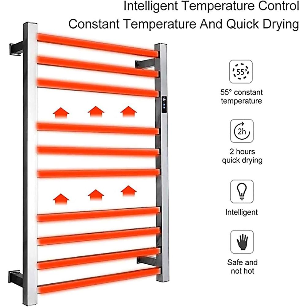 電気タオルウォーマー、タイマー付き壁掛け10バー スマート電 - Towel Warmer Electric のレビューと価格