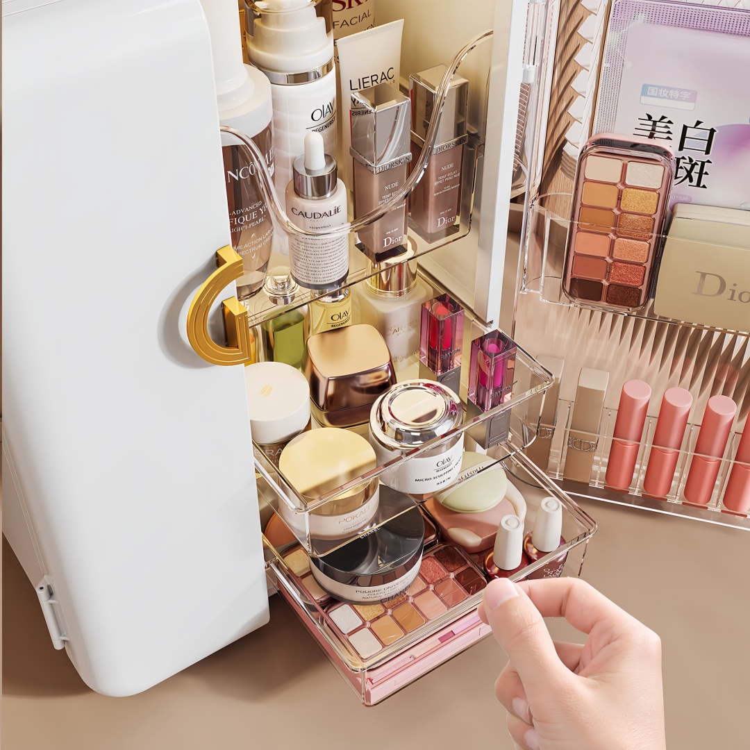 大容量アクリル製メイクアップ収納ボックス、防塵スキンケアオー - Home Bathroom Vanity のレビューと価格