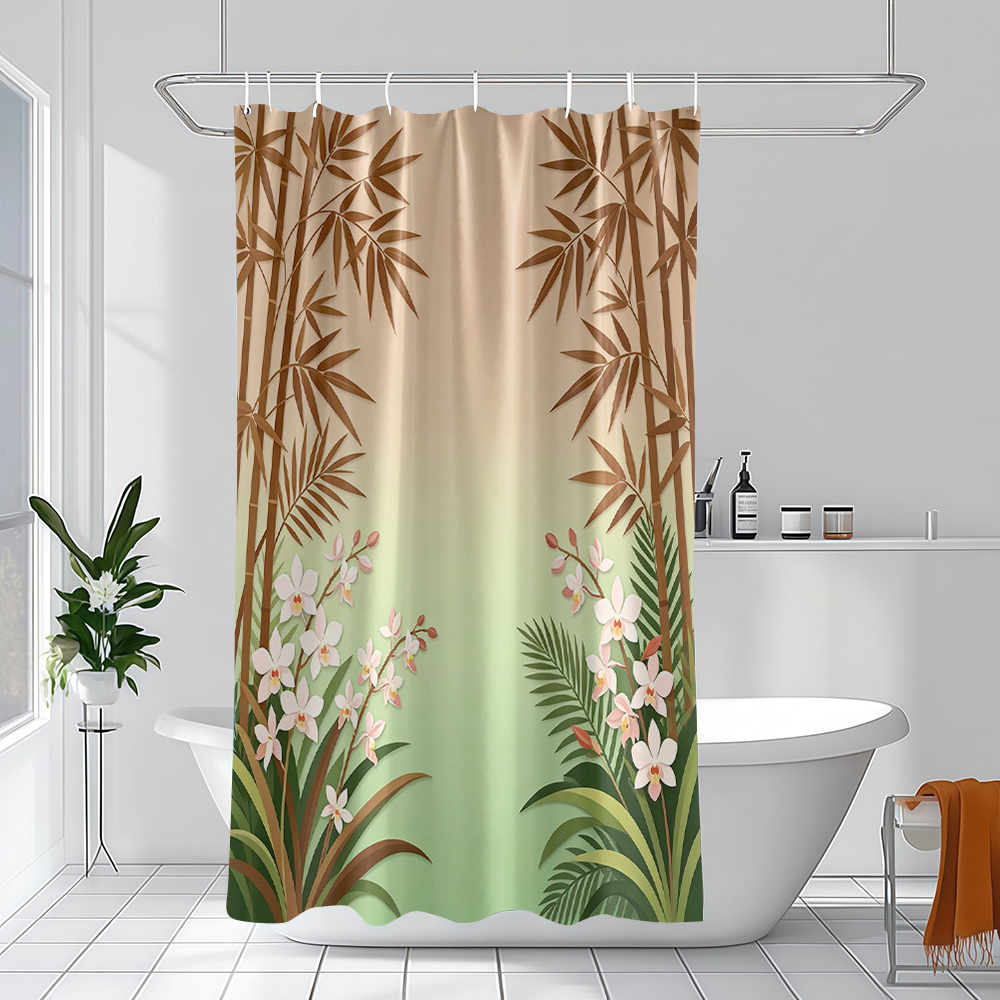 防水植物柄トロピカルシャワーカーテン ジャングルプリント 葉 - Home Bathroom Design Ideas のレビューと価格