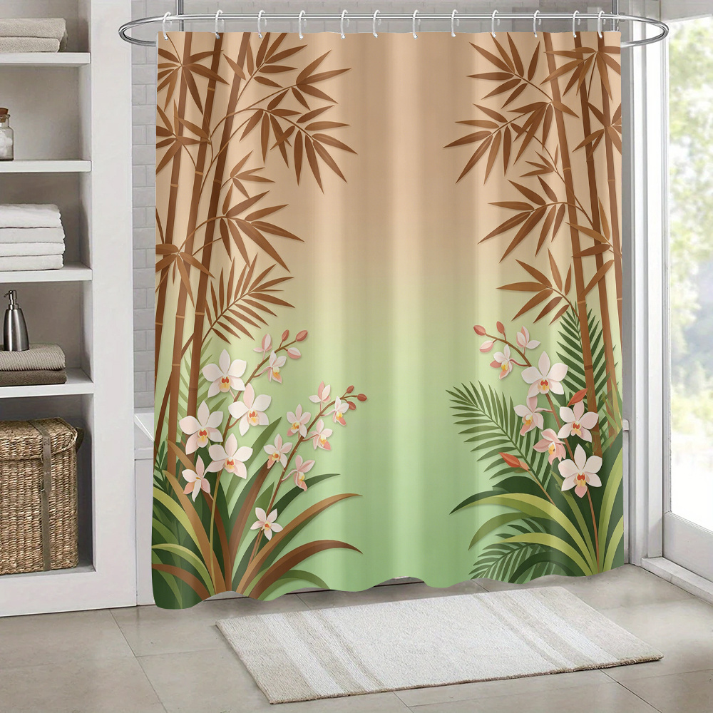防水植物柄トロピカルシャワーカーテン ジャングルプリント 葉 - Home Bathroom Design Ideas のレビューと価格