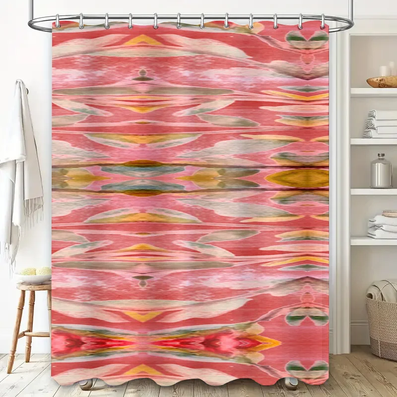 抽象的な水彩シャワーカーテンピンクカラフルな浴室の装飾耐久性 - Home Bathroom Design Ideas のレビューと価格