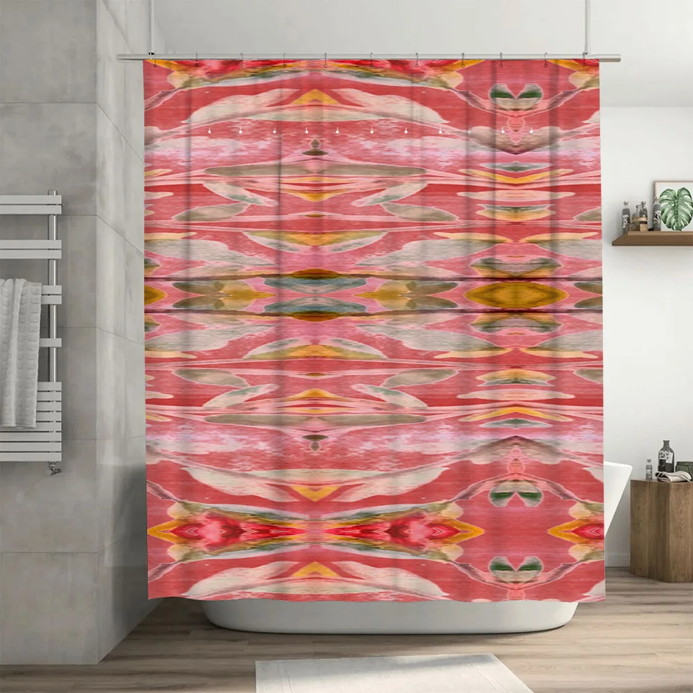 抽象的な水彩シャワーカーテンピンクカラフルな浴室の装飾耐久性 - Home Bathroom Design Ideas のレビューと価格