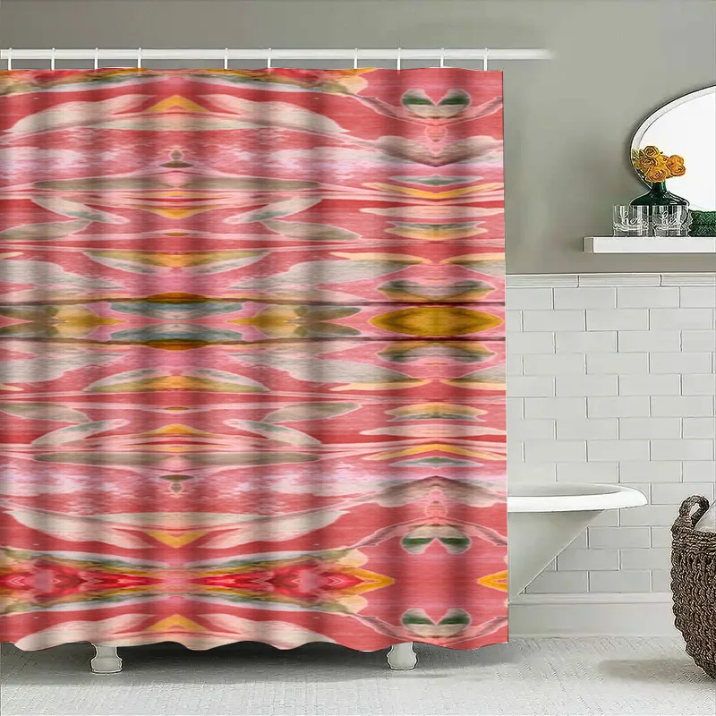 抽象的な水彩シャワーカーテンピンクカラフルな浴室の装飾耐久性 - Home Bathroom Design Ideas のレビューと価格
