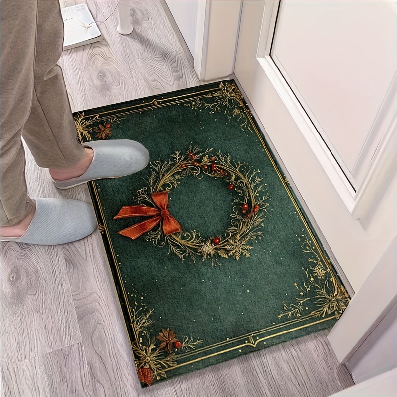 クリスマスリースプリントフランネルバスマットエレガントなホリ - Home Bathroom Design Ideas のレビューと価格