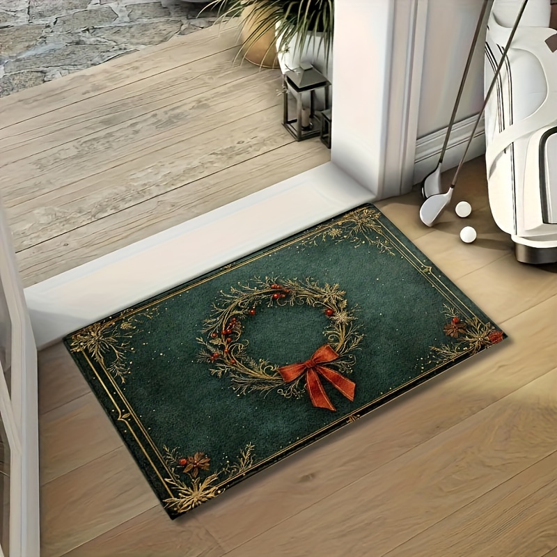 クリスマスリースプリントフランネルバスマットエレガントなホリ - Home Bathroom Design Ideas のレビューと価格