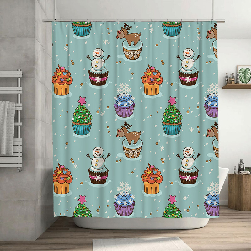 TU チャーミングなクリスマスシャワーカーテン お祝いホリデ - Home Bathroom Ideas のレビューと価格