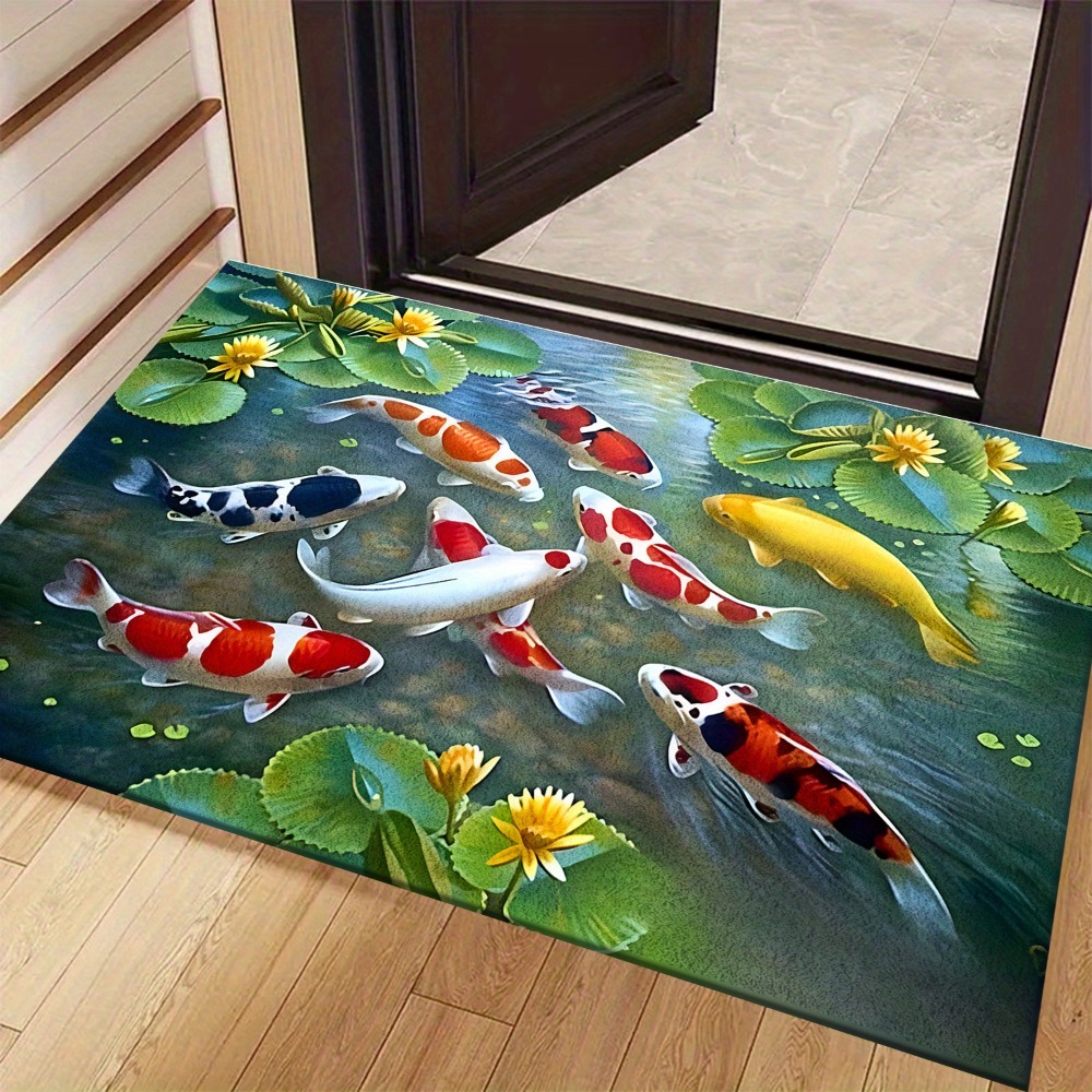 鮮やかな鯉の池の魚柄ラグマット、自然をイメージした水生デザイ - Home Bathroom Design Ideas のレビューと価格