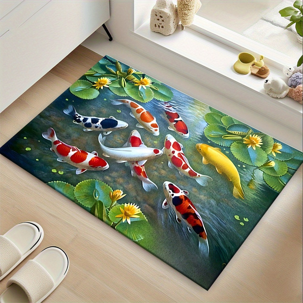 鮮やかな鯉の池の魚柄ラグマット、自然をイメージした水生デザイ - Home Bathroom Design Ideas のレビューと価格