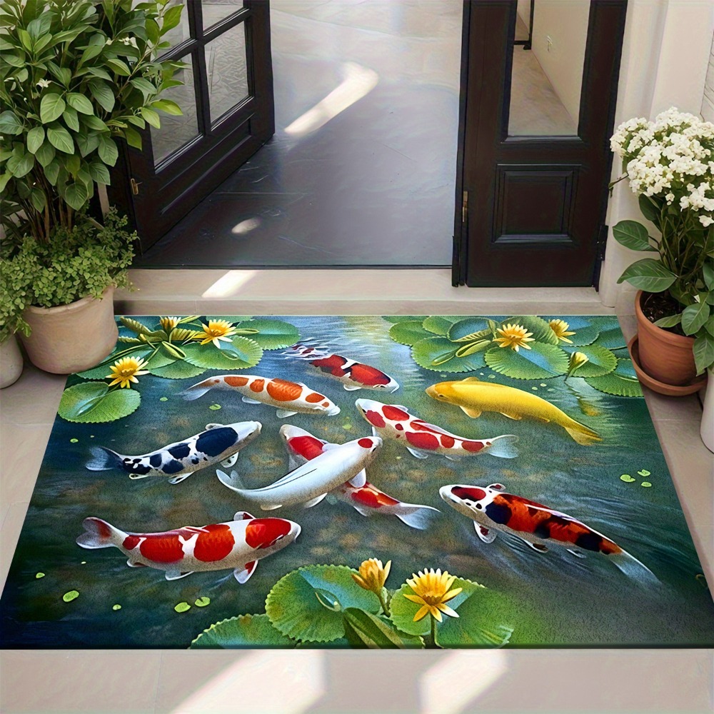 鮮やかな鯉の池の魚柄ラグマット、自然をイメージした水生デザイ - Home Bathroom Design Ideas のレビューと価格
